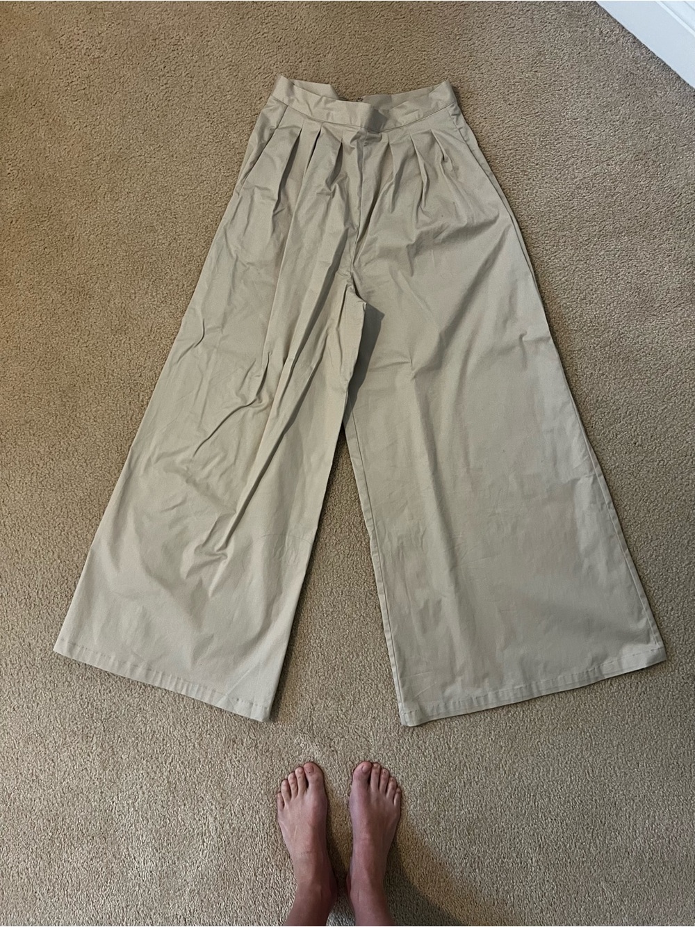 Anthropologie Cory Lynn Calter Wide-Leg Khaki Pants - Neutral Beige